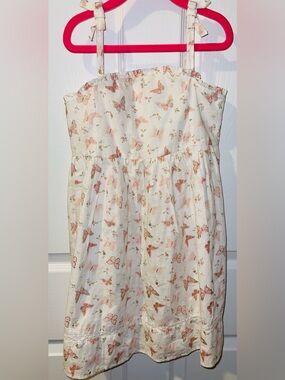 Cupcakes and Cashmere girls 7 cotton butterfly dress white pink lined